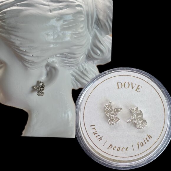 Alex and Ani Sterling Silver .925 Mini Doves Stud Earrings - Picture 1 of 4